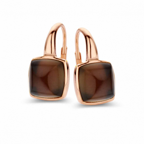 Boucles d'oreilles Quartz fum� sur nacre One More