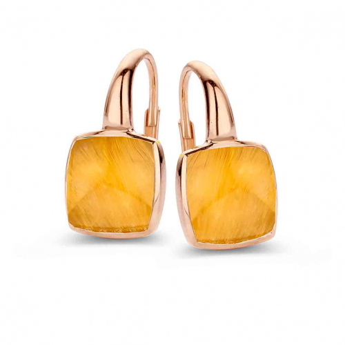 Boucles d'oreilles Quartz sur Oeil de Tigre jaune - One More