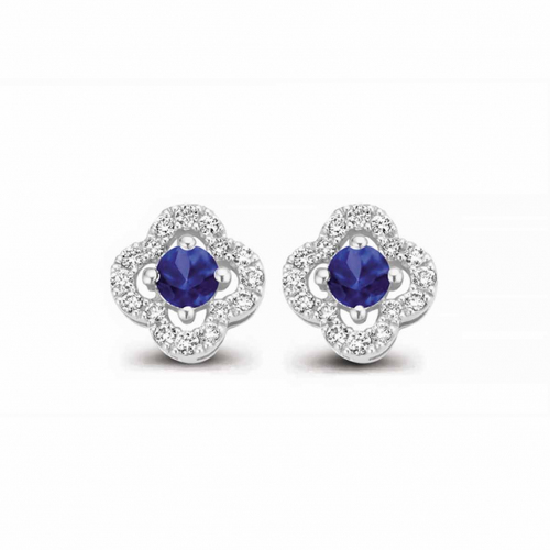 Boucles d'oreilles saphir bleu et diamants One More