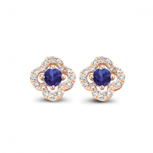 Boucles d'oreilles saphir bleu et diamants One More