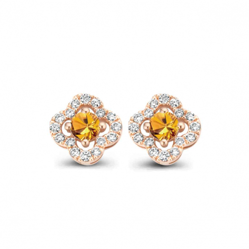 Boucles d'oreilles Saphir orange et diamants One More