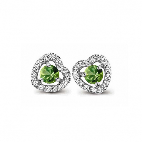 Boucles d'oreilles saphir vert et diamants One More