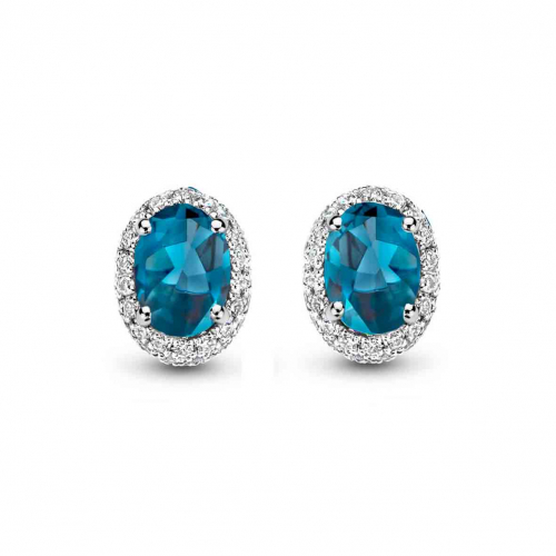 Boucles d'oreilles  topaze London Blue et diamants One More
