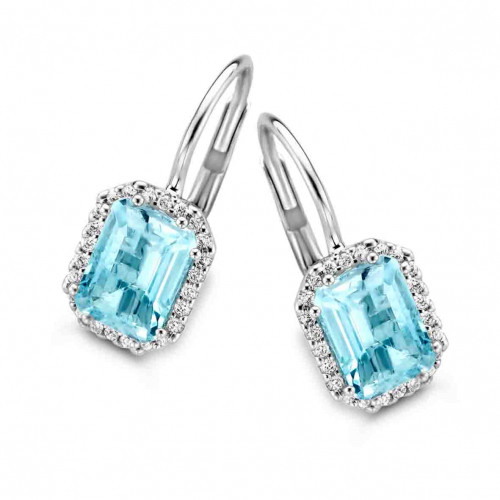 Boucles d'Oreilles Topaze Sky Blue Diamants
