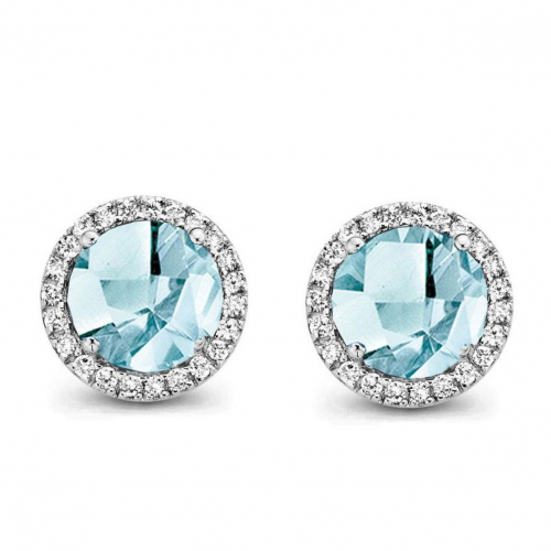 Boucles d'oreilles Topaze Sky Blue et diamants - One More