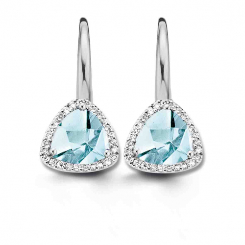 Boucles d'oreilles topaze Sky Blue et diamants- One More