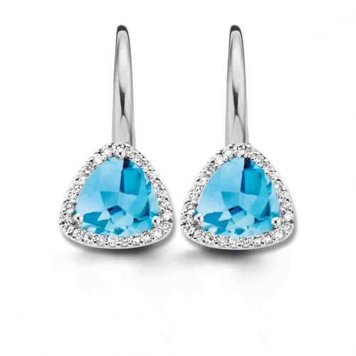 Boucles d'oreilles topaze Swiss Blue et diamants- One More