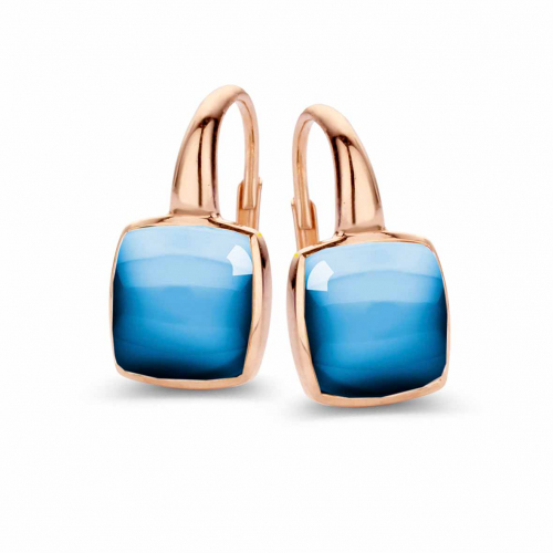 Boucles d'oreilles Topaze Swiss blue sur nacre One More