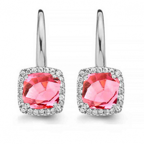 Boucles d'oreilles Tourmaline Rose et diamants - One More