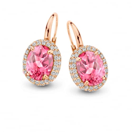 Boucles d'oreilles tourmaline rose et diamants  One More