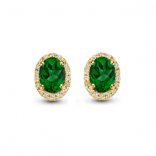 Boucles d'oreilles tourmaline verte et diamant