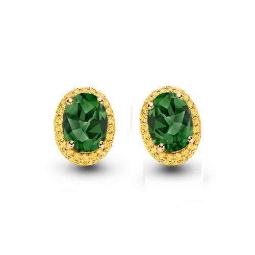 Boucles d'oreilles tourmaline verte et saphir jaune - One More