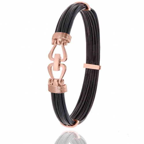 Bracelet Albanu poils d'�l�phant fermoir anneaux or rose