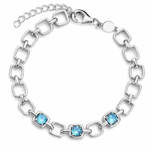 Bracelet Argent avec pierre bleu clair - Naiomy