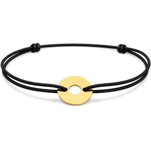 Bracelet cordon noir avec jeton