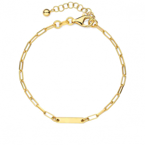Bracelet en argent plaqu� or jaune avec 3 plaques - Naiomy