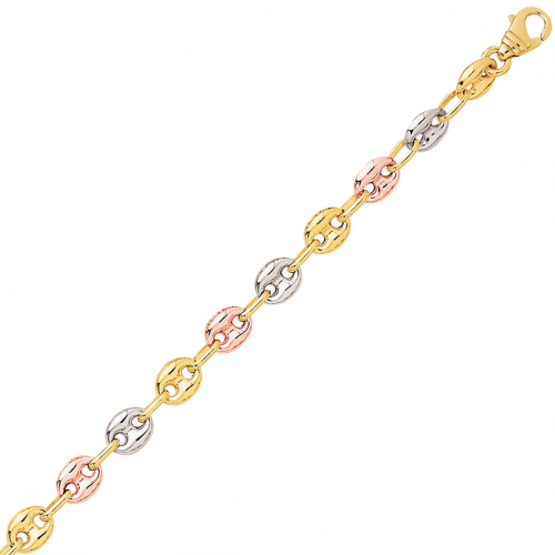 Bracelet en or Grain de Caf 3.5 mm trois ors