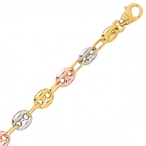 Bracelet en or Grain de Caf� 6 mm trois ors