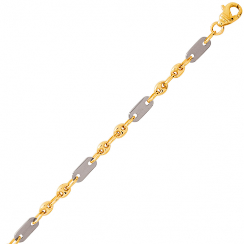 Bracelet en or Grain de Caf� bicolore 4mm