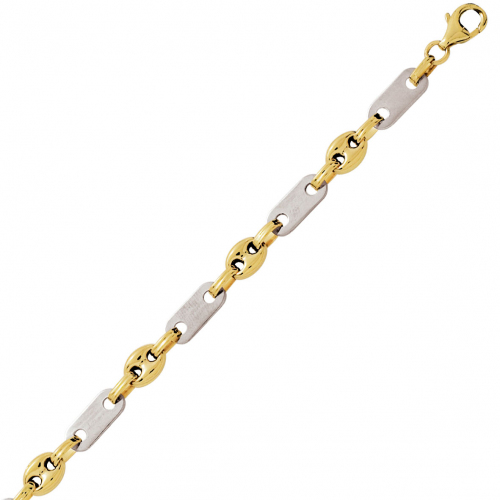 Bracelet en or Grain de Caf bicolore 6mm