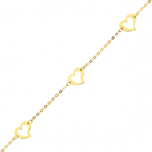 Bracelet fantaisie en or motif coeur