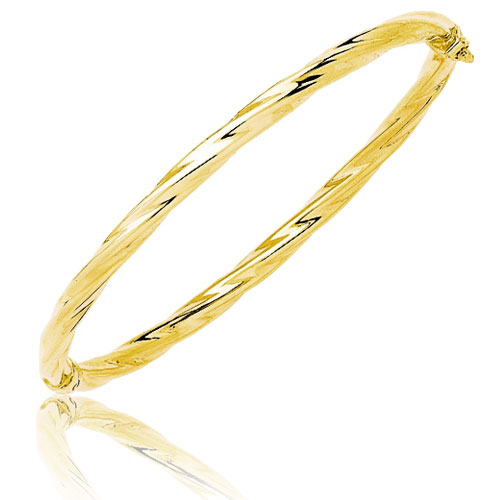 Bracelet jonc ouvrant torsad or jaune