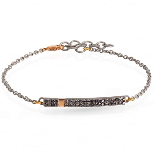 Bracelet Mano J en Titane et Or serti de  diamants noirs