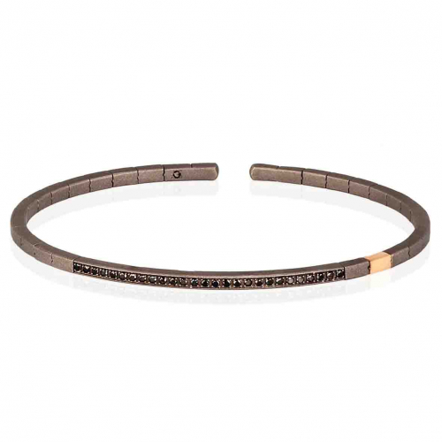 Bracelet Mano J - Titane et Diamants Noirs