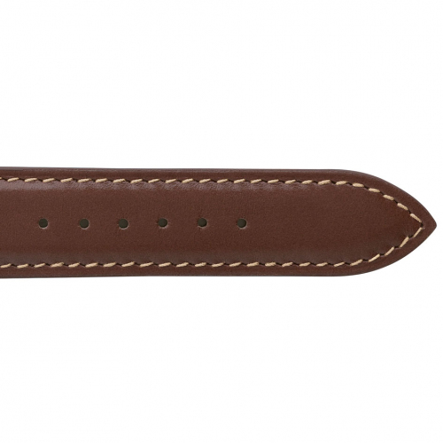 Bracelet Montre Veau Sellier Marron Clair Surpiqure Ecru