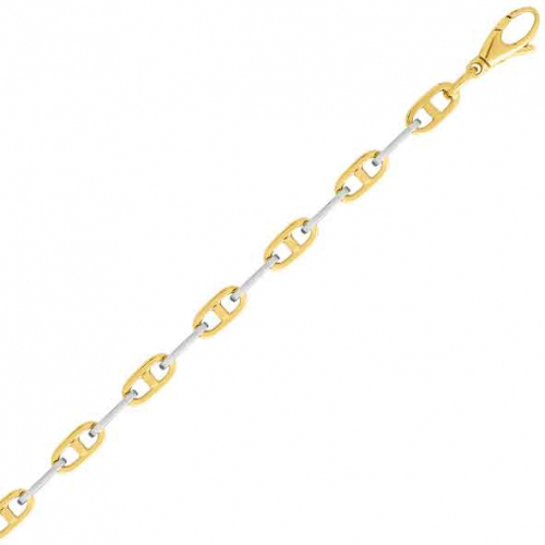 Bracelet or jaune et blanc 5mm