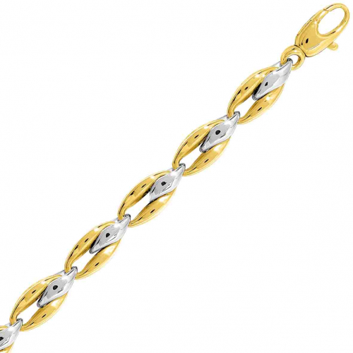 Bracelet or jaune et blanc 7mm