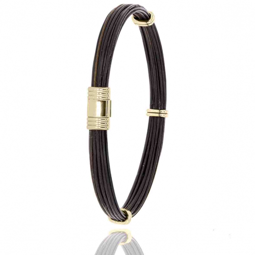 Bracelet or jaune et poils d'�l�phant