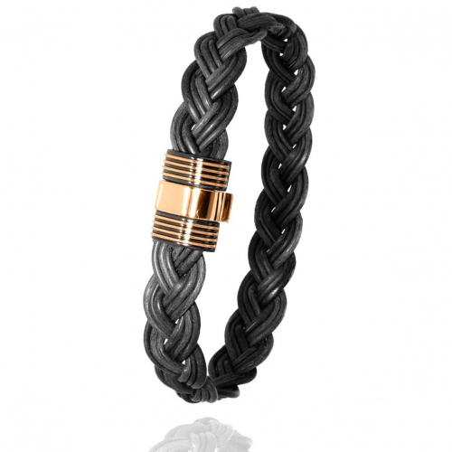 Bracelet poils d'lphant tress fermoir or rose