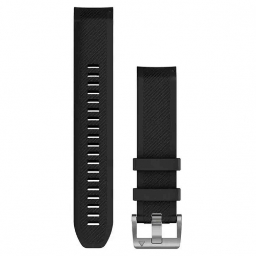 Bracelet QuickFit� 22 mm Silicone Noir, acier argent� - Garmin