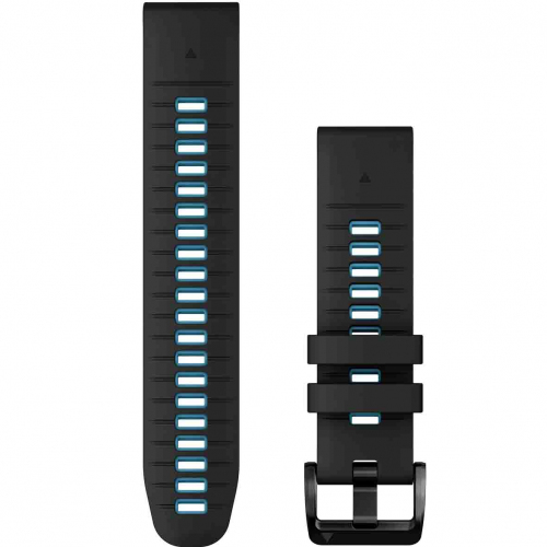 Bracelet QuickFit, 22mm, Silicone, Noir / Bleu Cirrus - Garmin