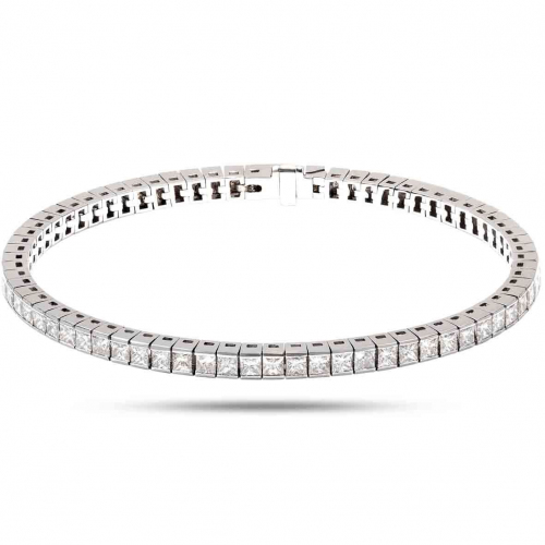 (2) Bracelet Rivire de diamants Princesse - 58 pierres
