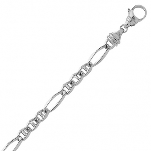 Cha�ne en or blanc maille marine altern�e 3mm