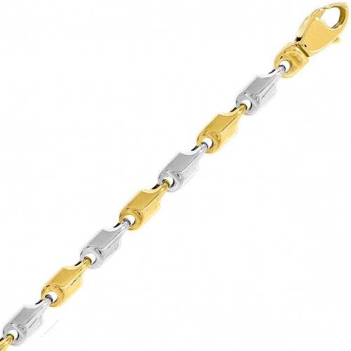 Chaine en or jaune et blanc Fantaisie 4mm