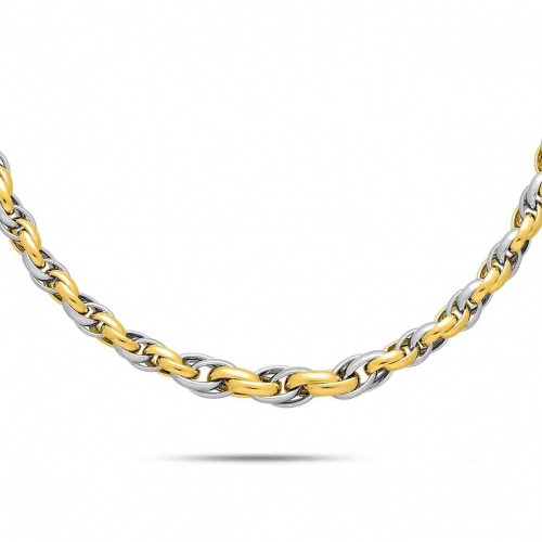 Chaine en or jaune et blanc Fantaisie 7mm