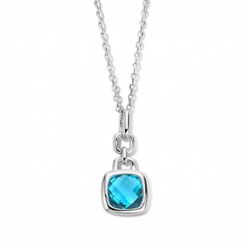 Cha�ne et pendentif Argent avec pierre bleue - Naiomy