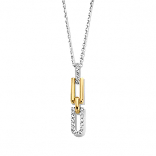 Chane et pendentif Argent bicolore serti de zirconium Naiomy