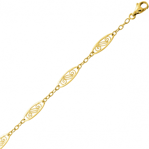Chaine or Fantaisie motif Filigranes 9 carats