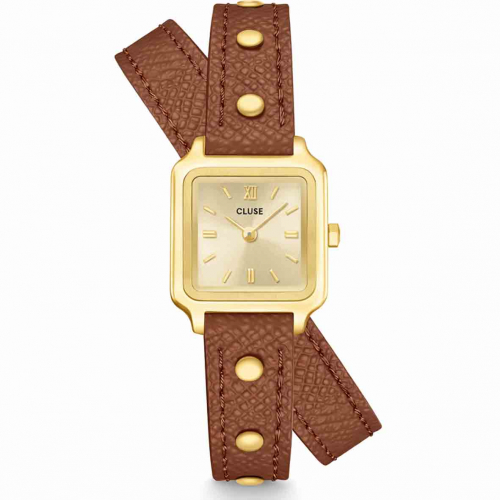 Cluse Gracieuse Mini Watch Double Leather Nutshell - Gold Colour