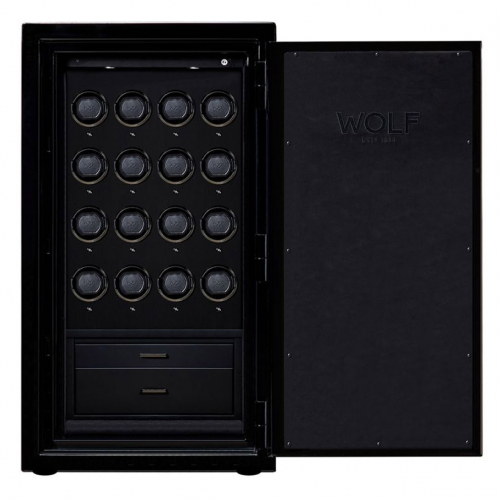 Coffre fort Montre et bijoux Wolf 1834 - ATLAS 16 Piece Winder Safe- Onyx/Bronze