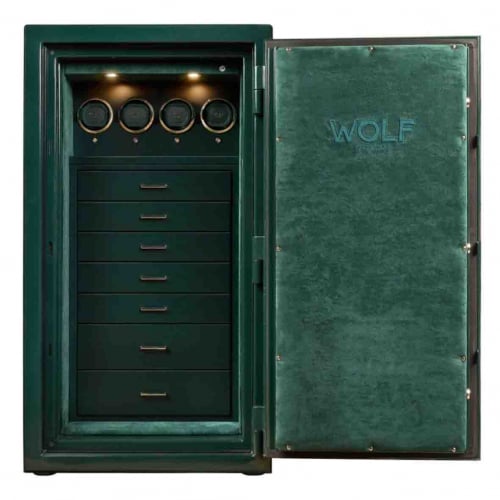 Coffre fort Montre et bijoux Wolf 1834 - ATLAS 4 Piece Winder Safe - Vert dor