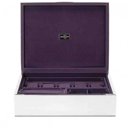 Coffret � Bijoux - Silver large Watch Jewelry and Legacy Box - Gris
