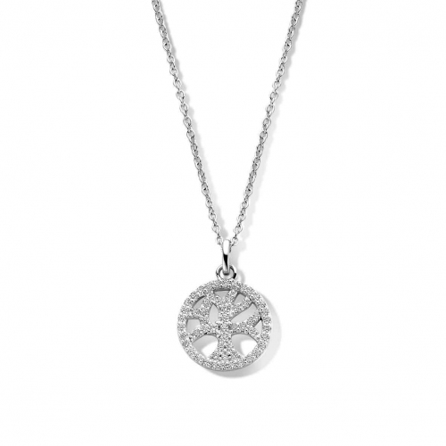 Collier Argent arbre de vie serti de Zirconium - Naiomy