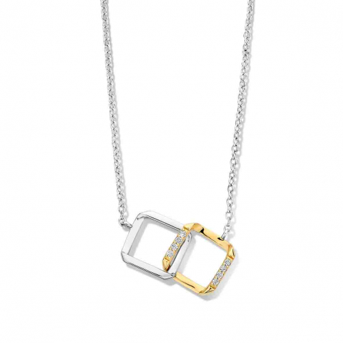 Collier Argent avec maillons de forme carr�e serti de zirconium - Naiomy