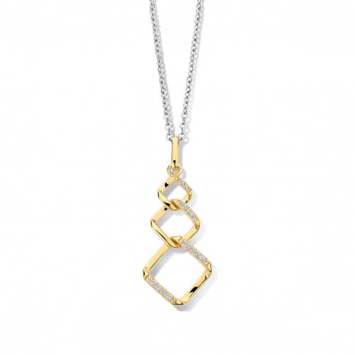 Collier Argent avec maillons de forme carre serti de zirconium - Naiomy