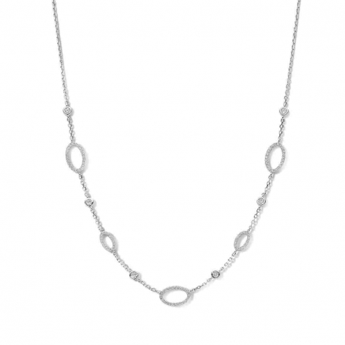 Collier Argent avec motifs cercles serti de zirconium - Naiomy